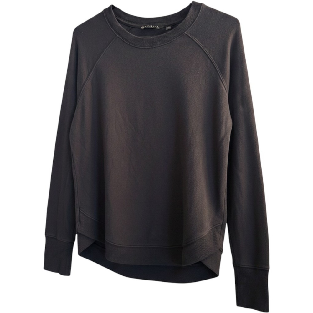 Athleta Sweatshirt Womens Small Black Coaster Luxe Sweatshirt Crossover Hem Soft